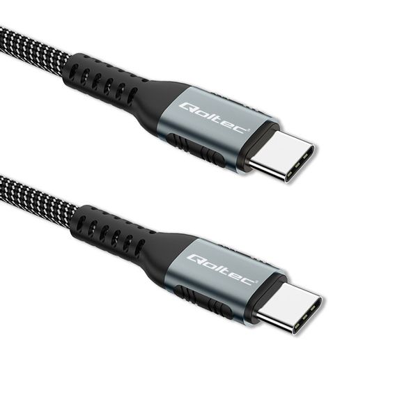 Qoltec Kabel USB 2.0 typ C USB 2.0 typ C 100W QC 3.0 PD 1m Czarny zdjęcie 2