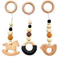 3 Zawieszki Stojak Edukacyjny Gimnastyczny Baby Gym Brązowe
