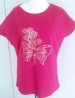 BLUZKA T-shirt bawełna ze złotym printem kokardy rozmiar 3XL EMOLA