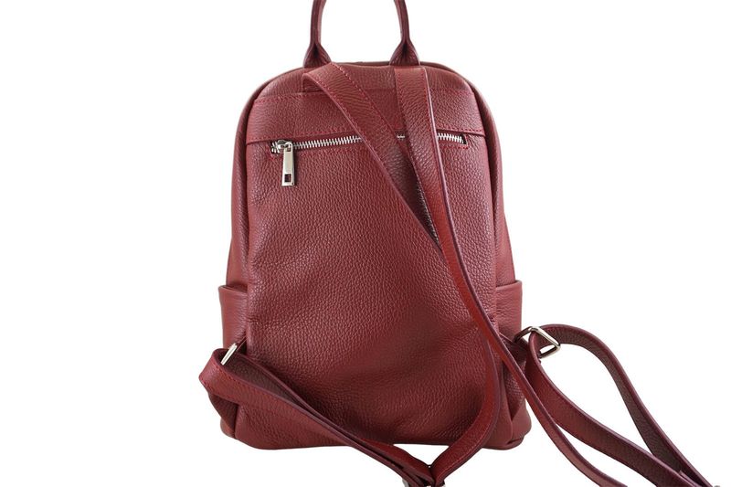 Damski plecak miejski skórzany - Czerwony zdjęcie 3