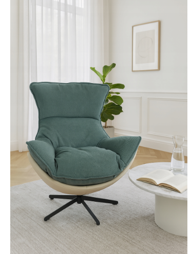 Fotel obrotowy z poduszką JASPER zielony wygodny wypoczynkowy salon na Arena.pl