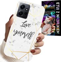 ETUI DO XIAOMI NOTE 12 4G - BIAŁY MARMUREK W ZŁOTE RAMKI LOVE YOU