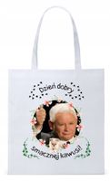 Śmieszny Pis Kaczyński Torba Eco Biała Shopper Z Nadrukiem Ze Zdjęciem