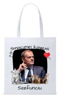 Donald Tusk Platforma Torba Eco Biała Shopper Z Nadrukiem Ze Zdjęciem