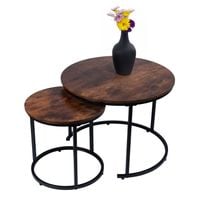 Stoliki kawowe okrągłe zestaw 2w1 loft industrial ława dąb antyczny