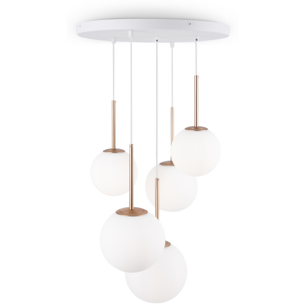Wisząca lampa Basic Form MOD321PL-05G pięciopunktowa biała zdjęcie 1