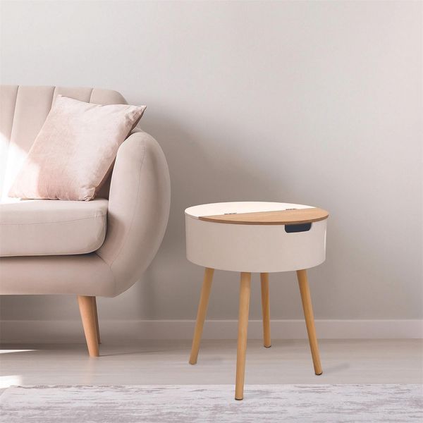 Szafka nocna Azilal biała/ naturalna zdjęcie 5