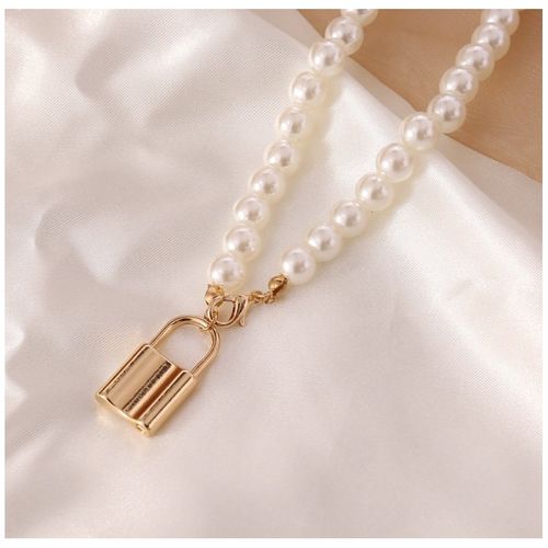 Naszyjnik Sztuczne Perły Z Kłódką N710 na Arena.pl