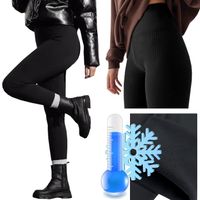 OCIEPLANE LEGGINSY W PRĄŻEK BAMBUSOWE wysoki stan CIEPŁE KRYJĄCE