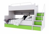 Łóżko piętrowe JSM3 ze schodami limonka