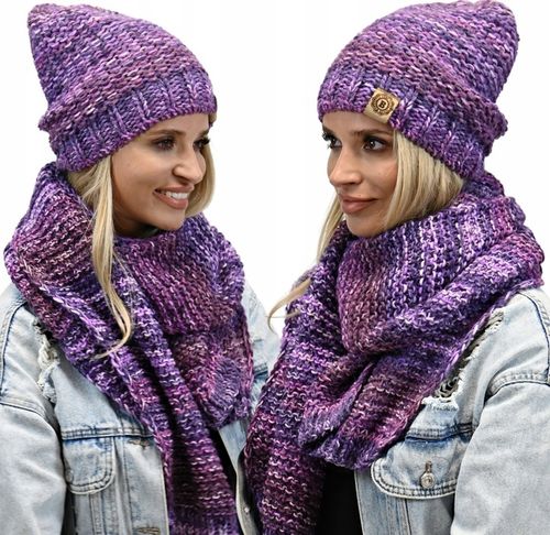 Gruby Modny Kobiecy Zestaw Zimowy Melanżowy Wz2 na Arena.pl