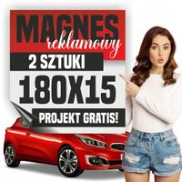 Reklama magnetyczna magnes reklamowy na auto firmowe 180x15 cm - 2 szt