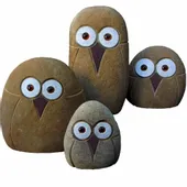 sowy zestaw 4szt z kamienia figurki do ogrodu