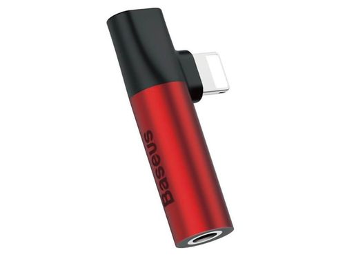 Adapter Baseus Audio mini jack lightning kątowy L43 Czerwony na Arena.pl