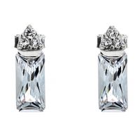 KOLCZYKI SREBRNE Z PROSTOKĄTNYMI CYRKONIAMI NA SZTYFT SREBRO PRÓBY 925