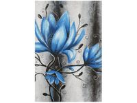 OBRAZ STALOWE MAGNOLIE KWIATY NIEBIESKIE