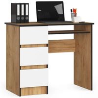 Biurko komputerowe, szuflady, lewe, ASTOR, 90x50x77, biel | TYLETEGOTU