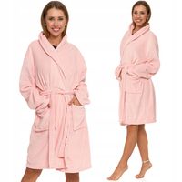 Moraj CIepły Miękki Szlafrok Damski z Wiązaniem i Kieszeniami 6000-002 M