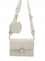 Victoria J. torebka listonoszka portfelik łabędzie przeszycia beżowy VJ-959