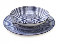 STRIPES BLUE Komplet obiadowy 18części27/19/20cm miska 550ml