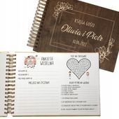 KSIĘGA GOŚCI NA WESELE ŚLUB Z ANKIETAMI PERSONALIZOWANA DREWNIANA