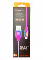 2 x Kabel USB 3.0 Type-C M-AM 3.0 1m REAL-EL Rainbow