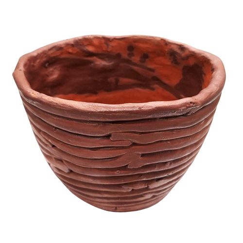 Doniczka Ceramiczna Ręcznie Robiona Brązowa 23x19 cm na Arena.pl