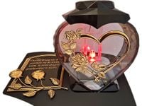 SOLAR SOLARNY ZNICZ LAMPION NA GRÓB SERCE I SERCE ZŁ CZARNE SKOS SENTENCJA