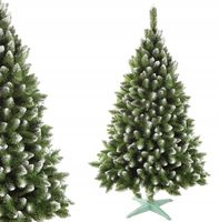 CHOINKA SZTUCZNA OŚNIEŻONA NATURALNA ZIELONA Z BIAŁYMI KOŃCAMI GĘSTA 120 cm
