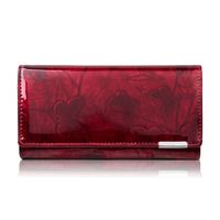 portfel damski skórzany lakierowany czerwony ze wzorem w motyle sp-16-rdm