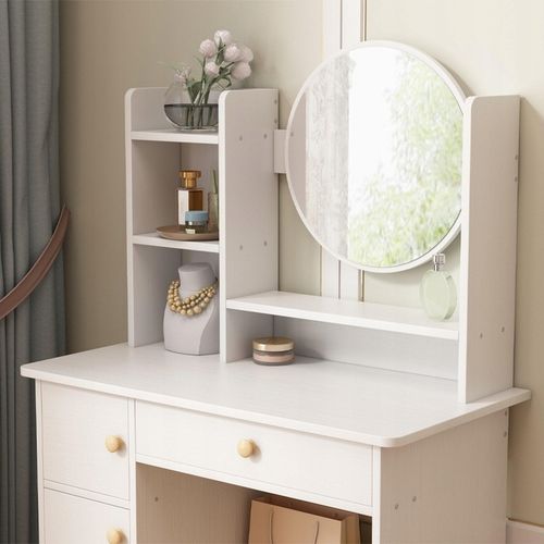 TOALETKA Z LUSTREM Z SZUFLADAMI BIAŁA DO MAKIJAŻU GLAMOUR STYL na Arena.pl