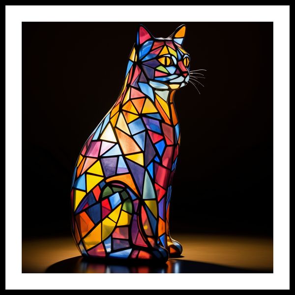 Plakat 70x70cm Koci Witraż zdjęcie 3