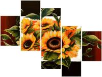 100 75CM OBRAZ 5 ELEM BUJNE SŁONECZNIKI ŚCIENNY