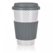 kubek ceramiczny 400ml z pokrywą silikonową banquet go szary
