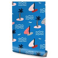 Tapeta Do Pokoju Dziecięcego WYSPY Żaglówki Fale