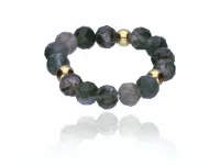 PIERŚCIONEK NA GUMCE KAMIEŃ NATURALNY AGAT MSZYSTY KONCENTRACJA MYŚLENIE