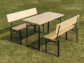 Zestaw ogrodowy stół + 2 ławki z oparciem, 115 cm