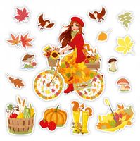 DEKORACJA JESIENNA DWUSTRONNA OKIENNA - PANI JESIEŃ NA ROWERZE (16