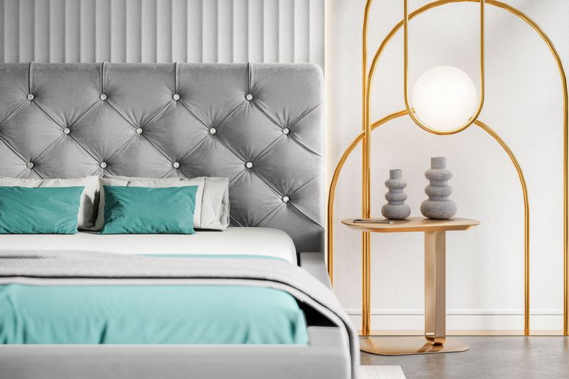 Łóżko tapicerowane LUX11 120x200 ze stelażem i pojemnikiem kryształki zdjęcie 7