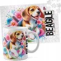 ZESTAW KUBEK + PUZZLE 110EL - PIES PSY PIESEK RASA BEAGLE