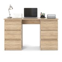 Biurko Komputerowe Szkolne 6 Szuflad Nowoczesne Drewniane Sonoma 120cm Ofi