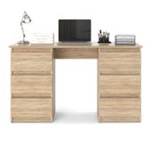 Biurko Komputerowe Szkolne 6 Szuflad Nowoczesne Drewniane Sonoma 120cm Ofi