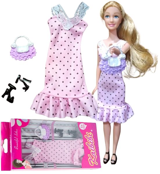 Ubranka dla Lalek SUKNIA TOREBKA BUTY sukienka Ciuchy #A1 zdjęcie 1