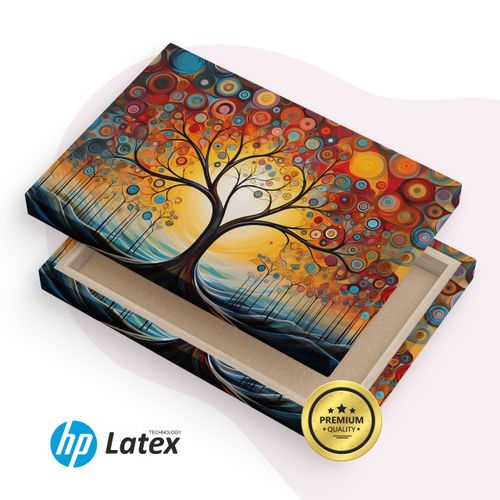 Obraz Canvas Do Salonu Abstrakcja Malowane Wzory Drzewo Boho 90cm x 60cm na Arena.pl