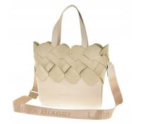 Laura Biaggi elegancka torebka shopper beżowy groszek splot zamsz MG427
