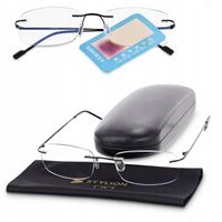 BEZRAMKOWE Okulary PLUSY do CZYTANIA i KOMPUTERA Blue Light ANTYREFLEX UV