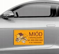 MAGNES na samochód auto reklamowy 30x60 cm SPZREDAŻ MIODU Z własnej PASIEKI