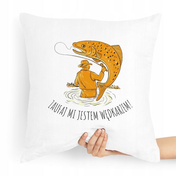 Poduszka Prezent Dla Wędkarza Zaufaj Mi Jestem Z Nadrukiem Ze Zdjęciem zdjęcie 1