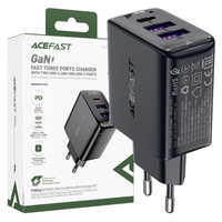 ładowarka acefast a57 pd 35w gan 2 x usb-a + usb-c z 3 portami - czarna