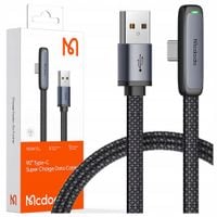 mcdodo kabel usb-c kątowy szybkie ładowanie usb typ c 6a 100w czarny 1m
